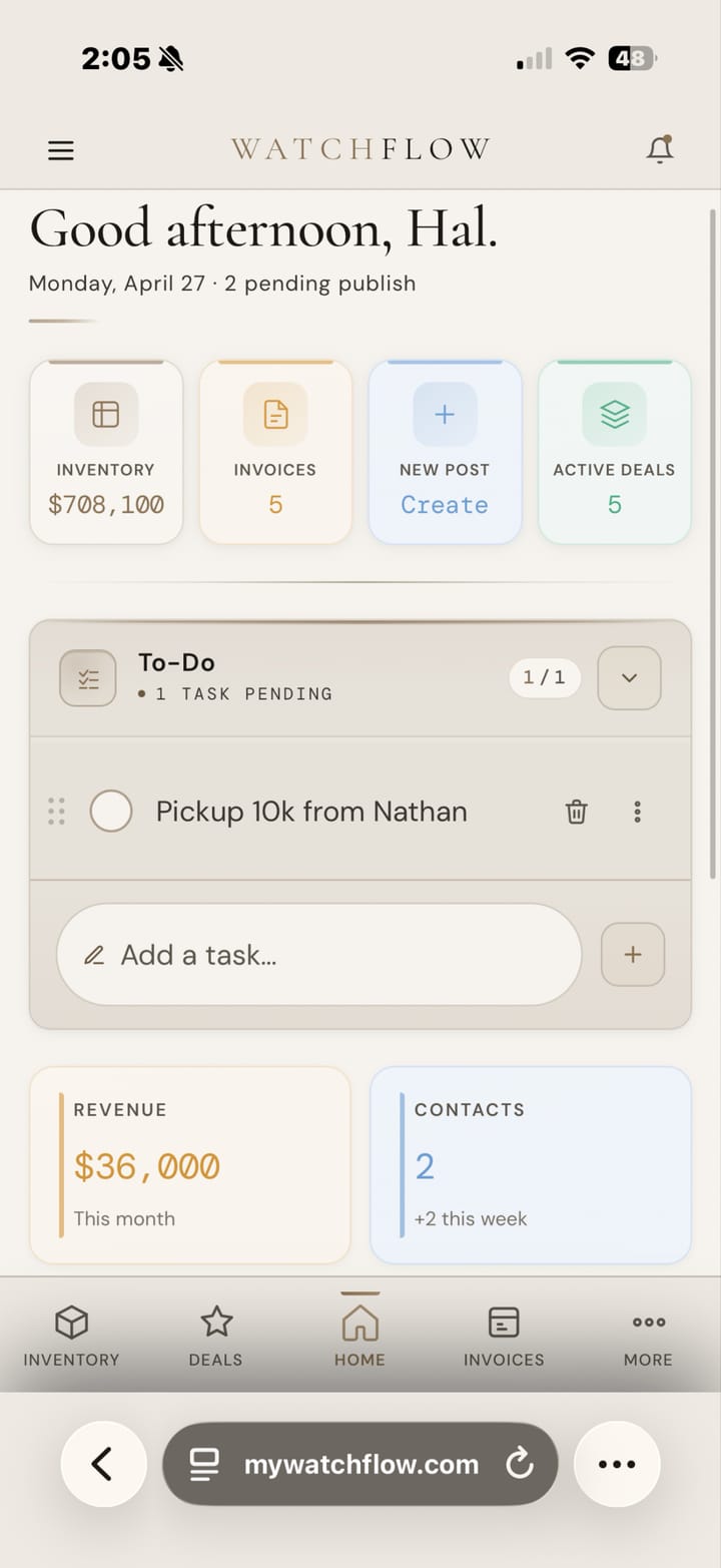 Contacts surface in the dashboard